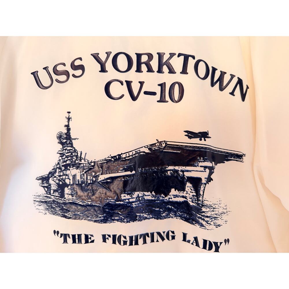 Hartwell Sports USS Yorktown Jacket Mens Large White Navy Retired Military - Picture 4 of 5